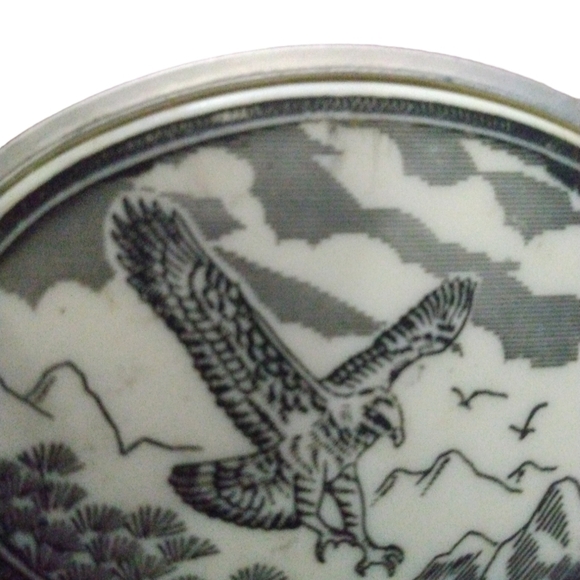 VTG Handcrafted Buckle Shrimshaw Series Decorative Eagle & Mountains Belt Buckle - Picture 4 of 5